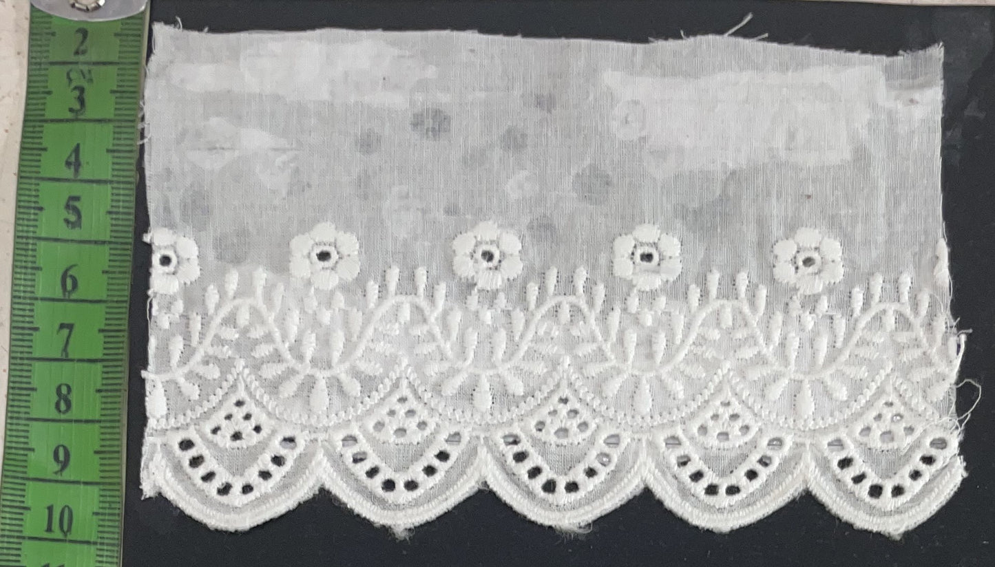 White Cotton Dyeable Schiffli Lace (Sku: S-8)