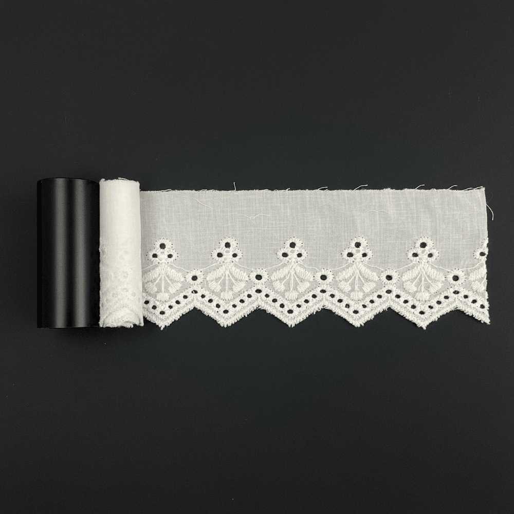 White Cotton Dyeable Schiffli Lace (Width : 3 Inch & Sku: S-90)