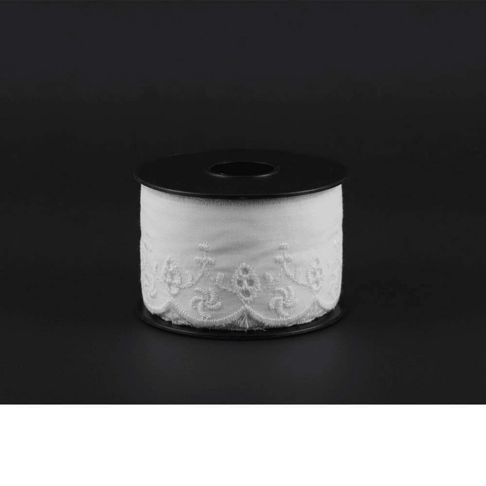 White Cotton Dyeable Schiffli Lace Set of 5 Meter | SKU: S-94