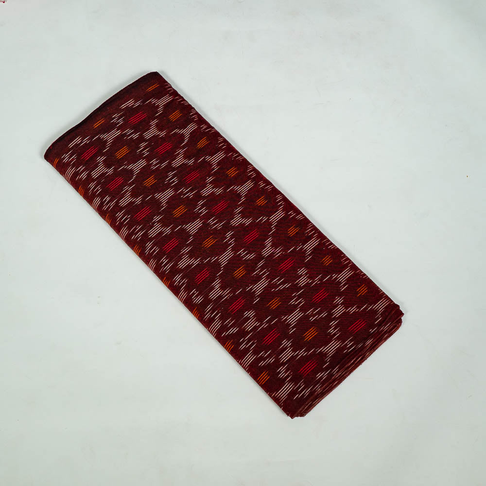 Maroon & Multicolor Design Cotton Handloom Ikat (SKU: I-814)