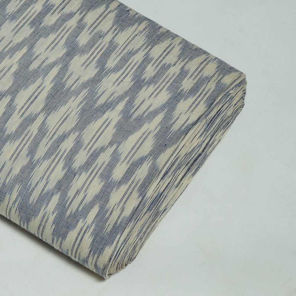 White & Blue Cotton Handloom Ikat (SKU: I-844)