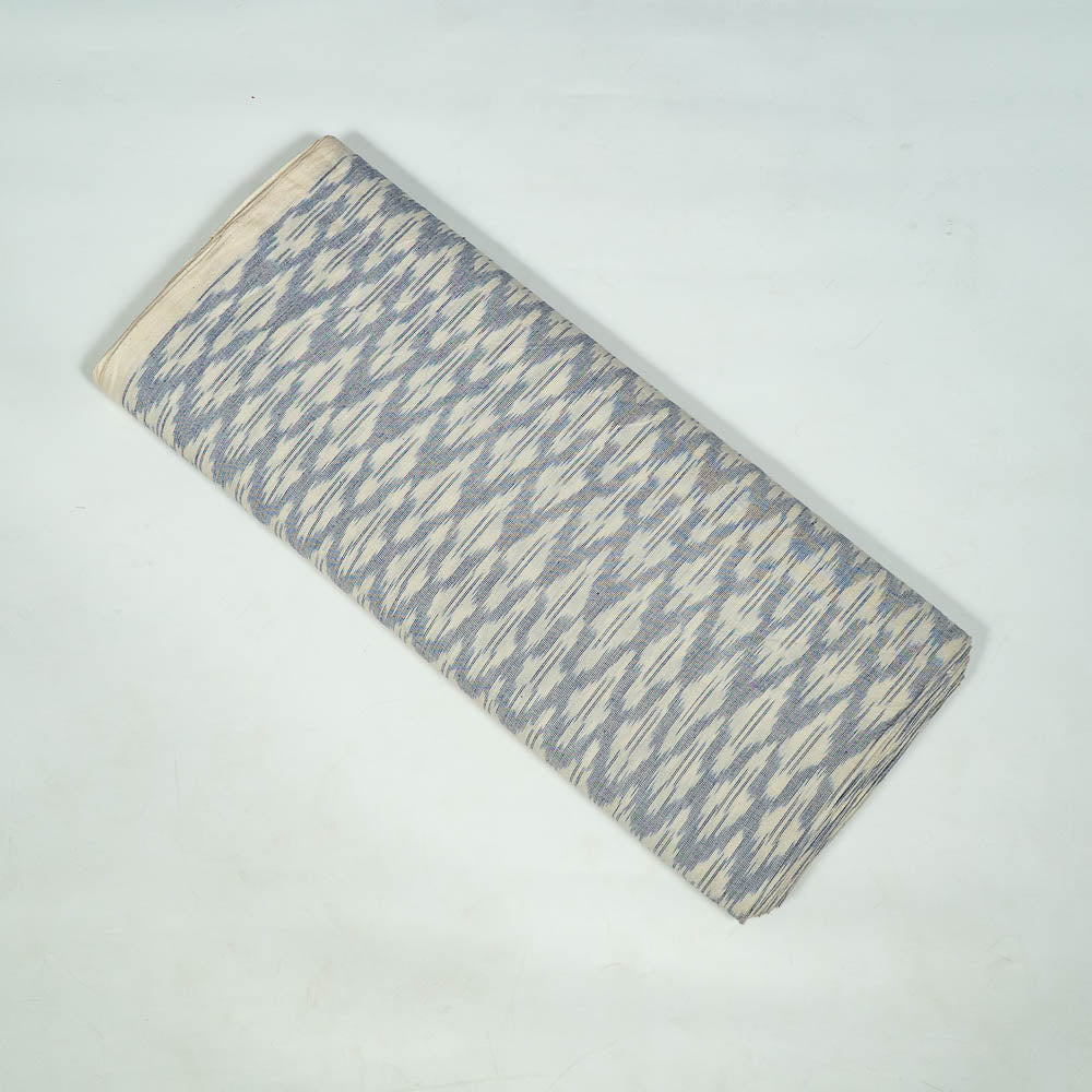 White & Blue Cotton Handloom Ikat (SKU: I-844)