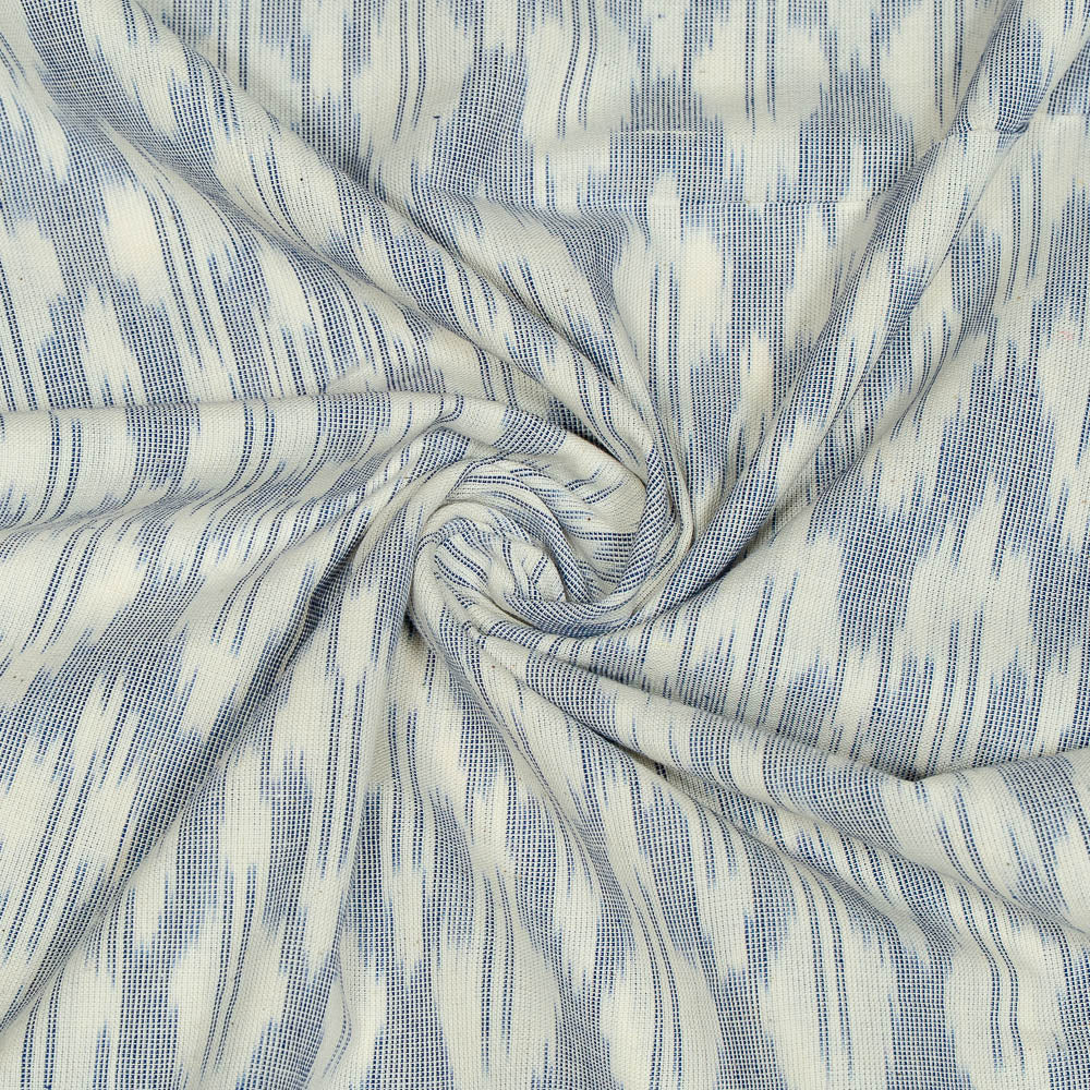 White & Blue Cotton Handloom Ikat (SKU: I-844)