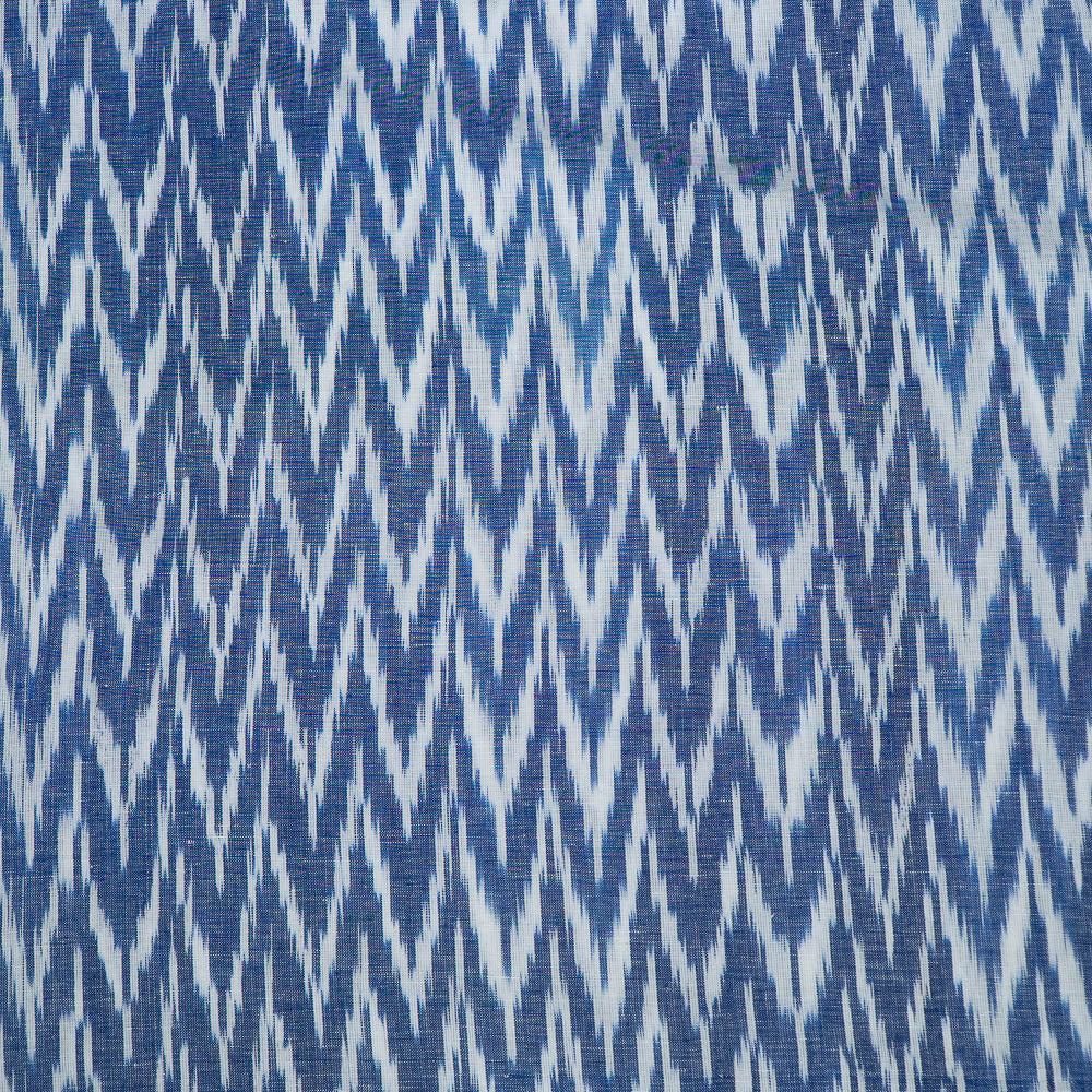 Blue & White Chevron Linen Cotton Blend Handloom Woven Ikat (Sku: IK-323)