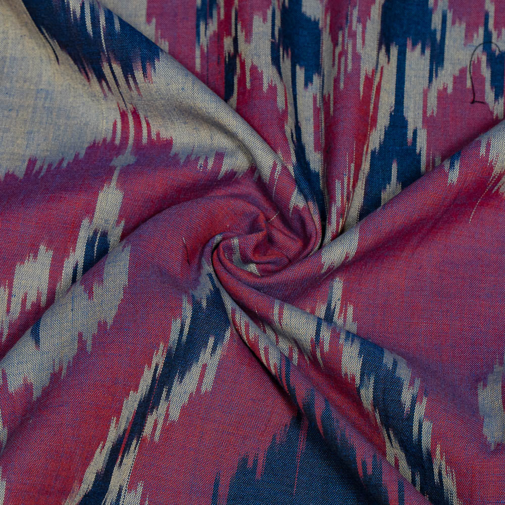 Wine & Multicolor Big PatternCotton Handloom Ikat (SKU: IK-432)