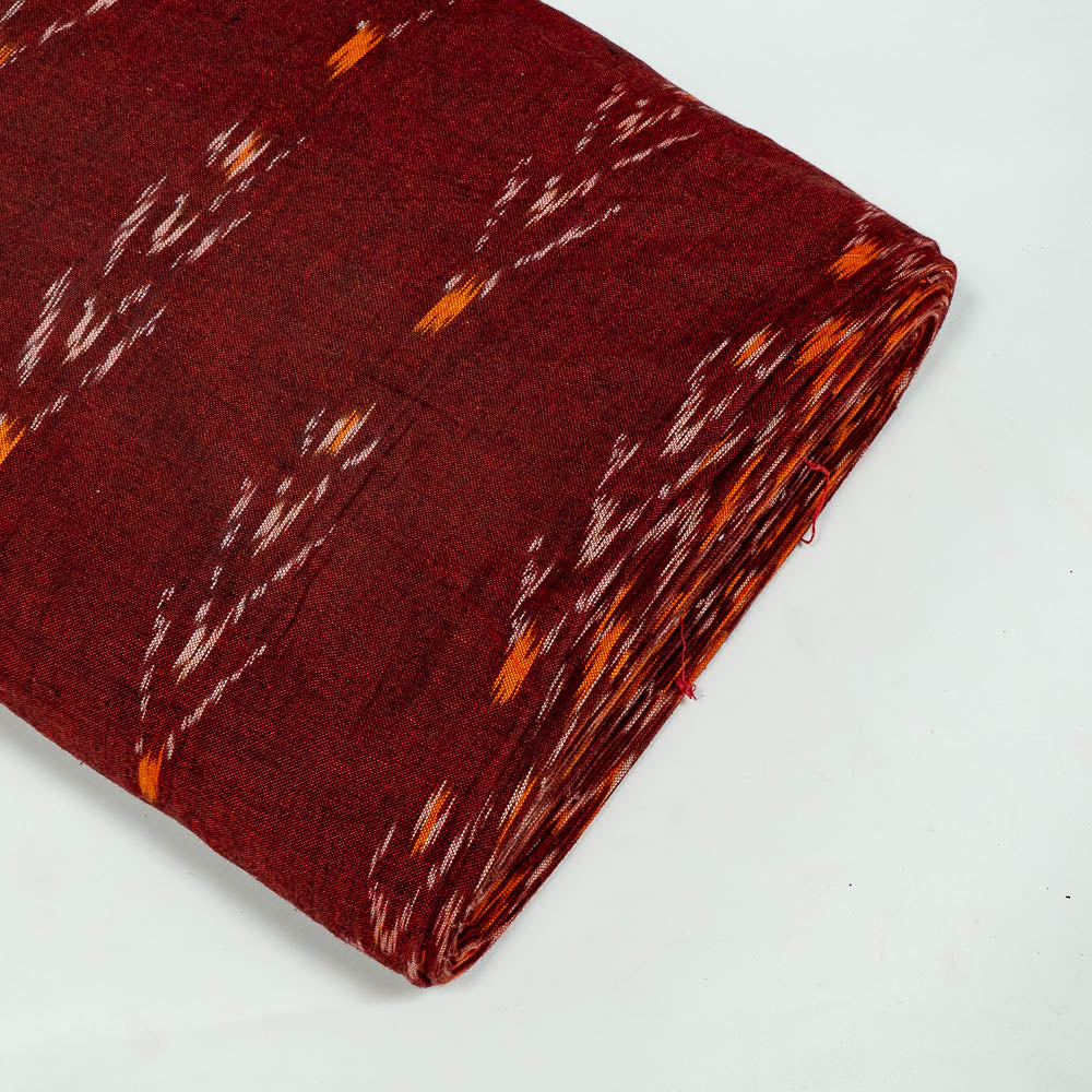 Maroon color Cotton Handloom Ikat (SKU: IK-436)