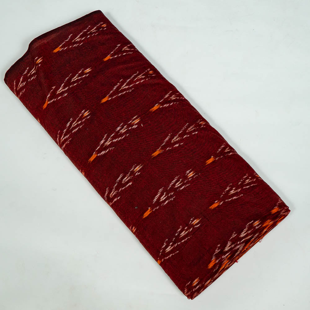 Maroon color Cotton Handloom Ikat (SKU: IK-436)