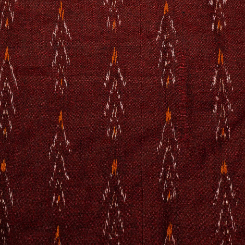 Maroon color Cotton Handloom Ikat (SKU: IK-436)