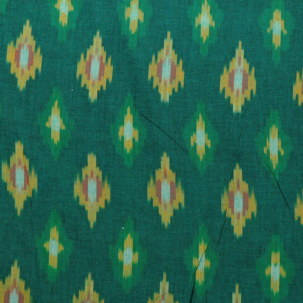 Green Base Multicolor Design Fine Cotton Handloom Ikat (SKU: IKK-413)