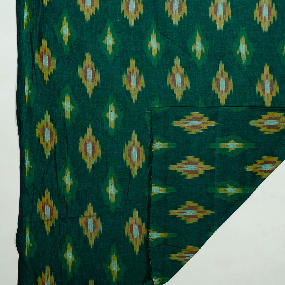 Green Base Multicolor Design Fine Cotton Handloom Ikat (SKU: IKK-413)