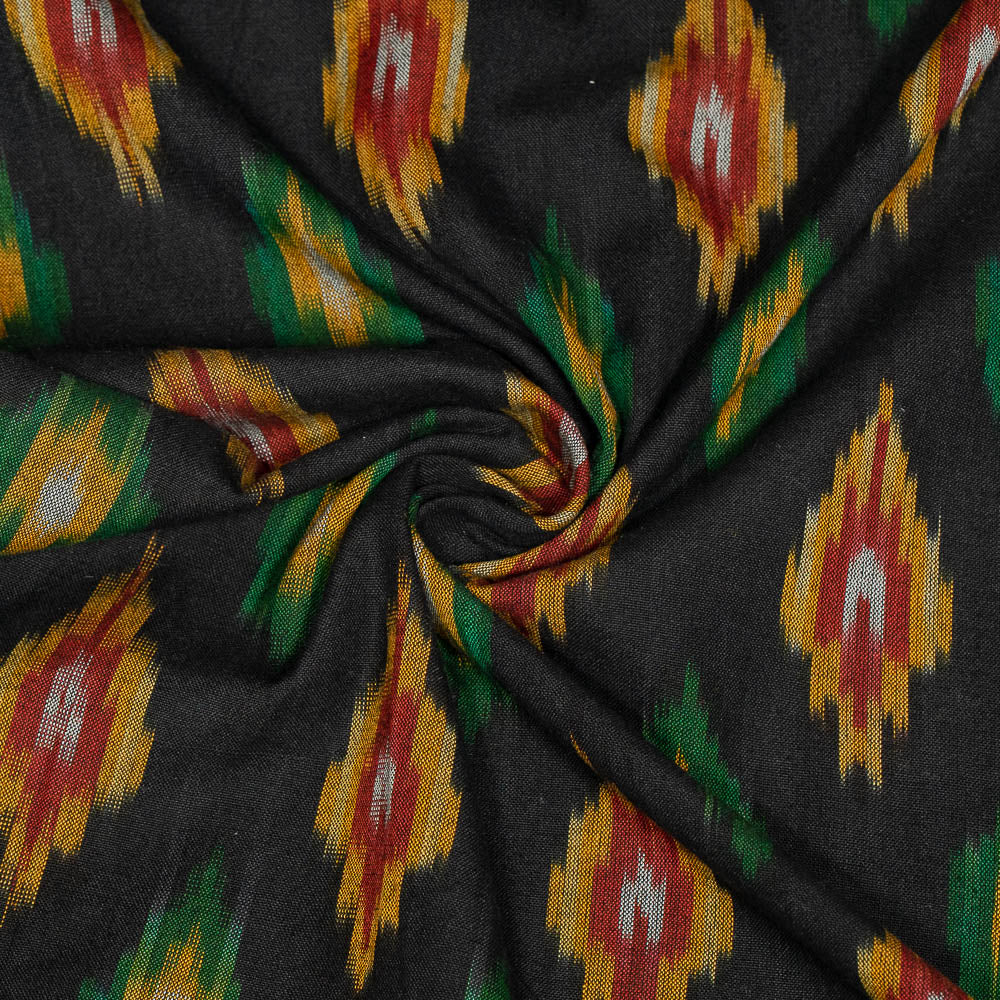 Black & Multicolor Fine Cotton Handloom Ikat (SKU: IKK-439)