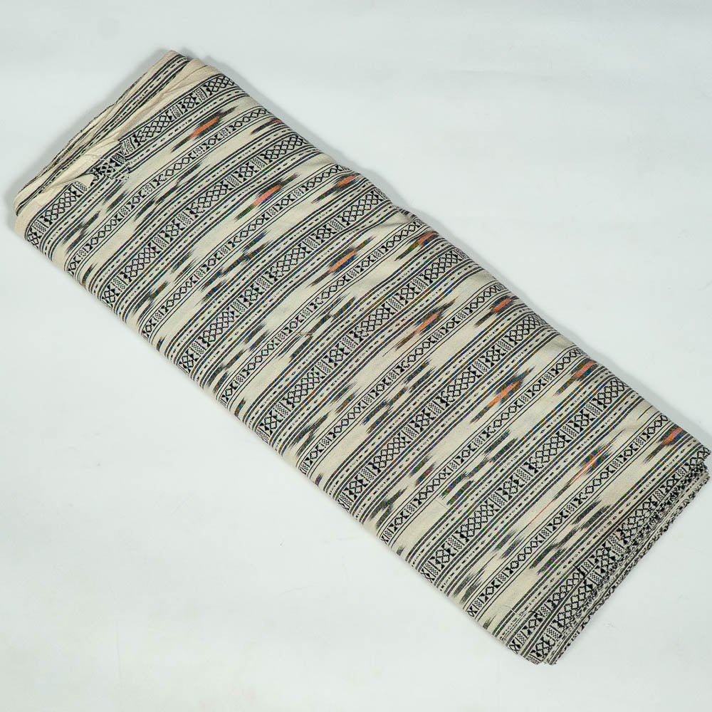 White & Black Dobby Cotton Handloom Ikat (SKU: IKK-449)