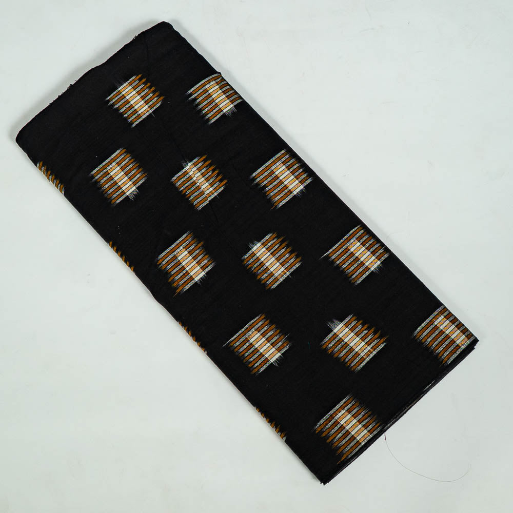 Black Check Design Cotton Handloom Double Ikat (SKU: IKK-472)