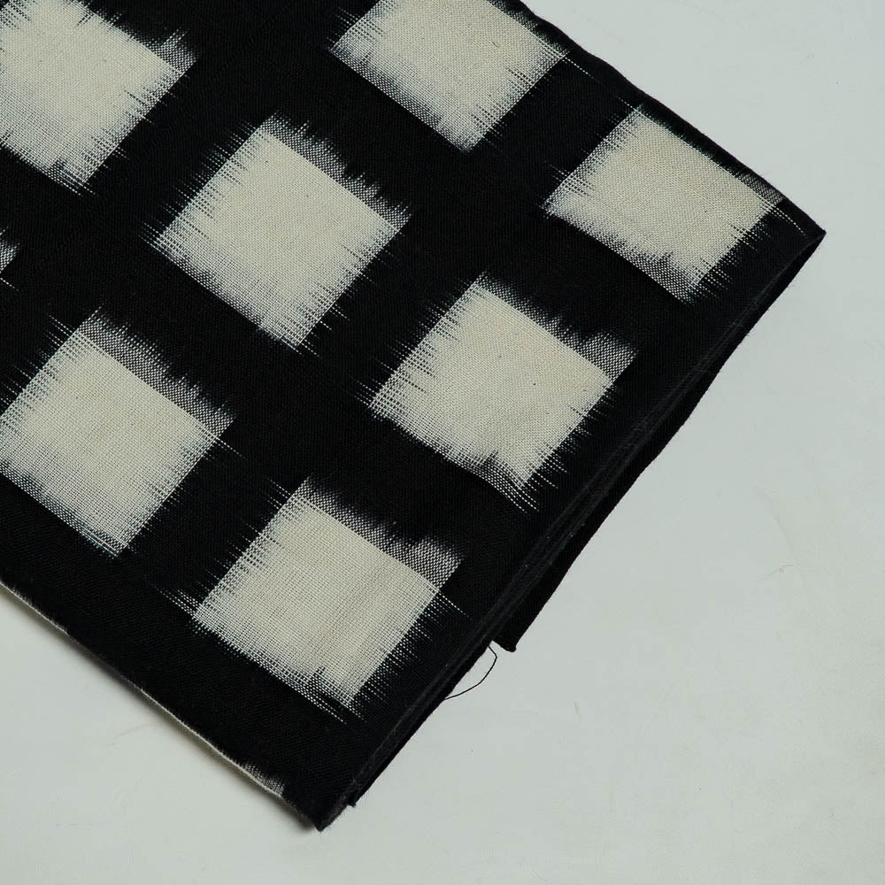 Black & White Square Cotton Handloom Double Ikat (SKU: IKK-573)