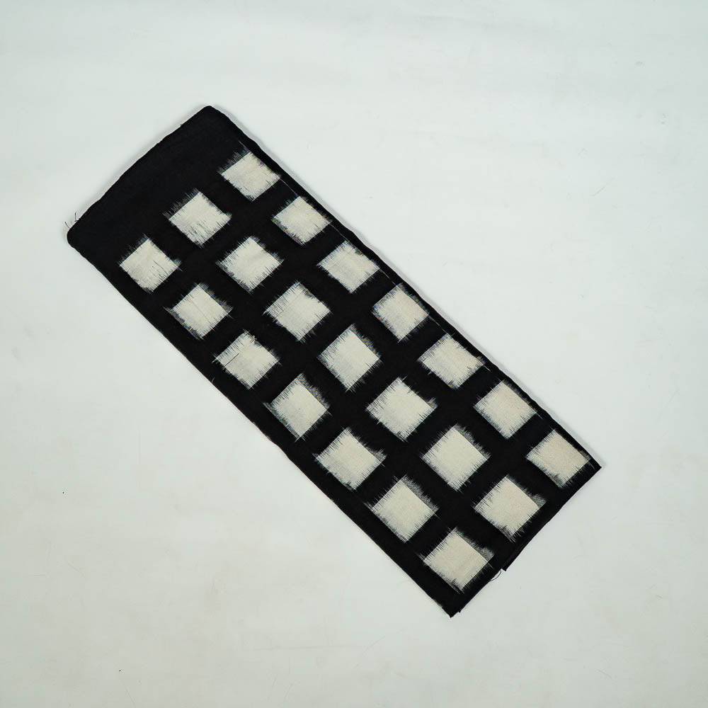 Black & White Square Cotton Handloom Double Ikat (SKU: IKK-573)
