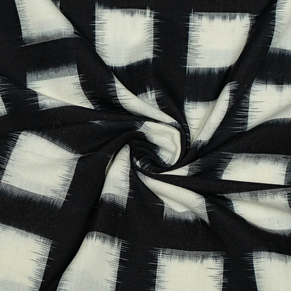 Black & White Square Cotton Handloom Double Ikat (SKU: IKK-573)