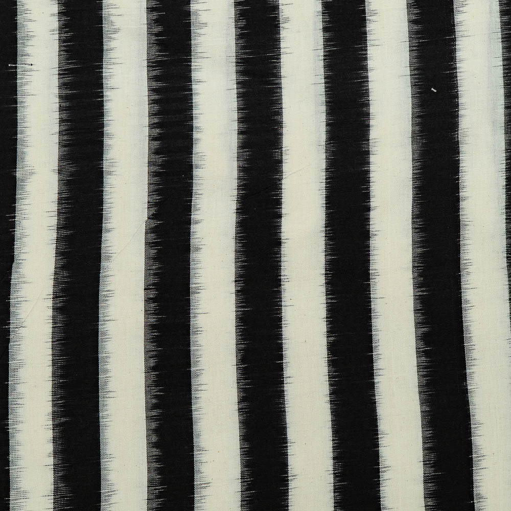 Black & White Stripe Cotton Handloom Double Ikat (SKU: IKK-586)