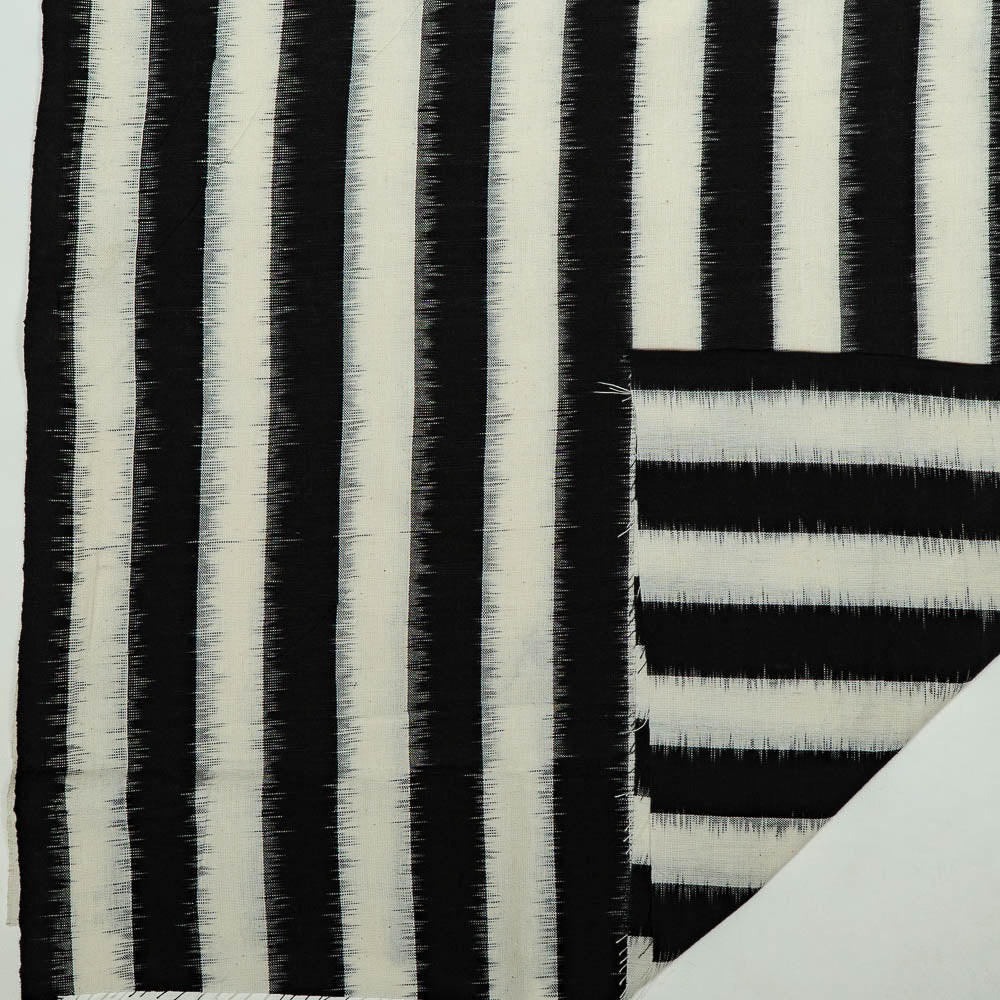 Black & White Stripe Cotton Handloom Double Ikat (SKU: IKK-586)