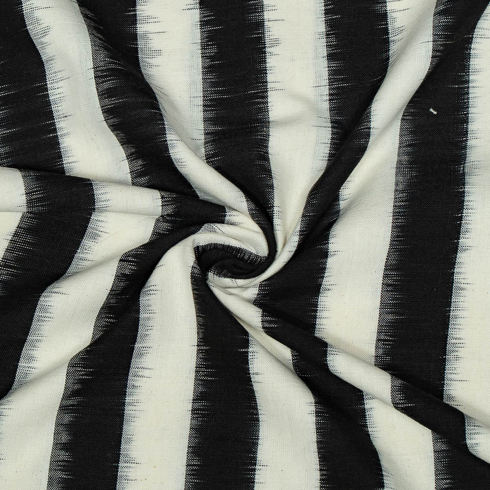 Black & White Stripe Cotton Handloom Double Ikat (SKU: IKK-586)