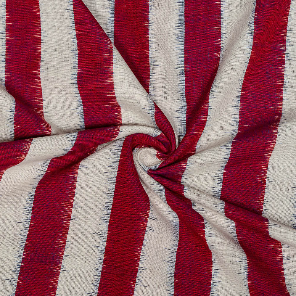 Red & White Cotton Handloom Double Ikat (SKU: IKK-587)