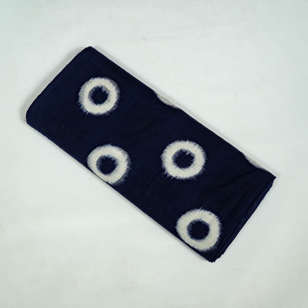 Blue Base White Big Circle Cotton Handloom Double Ikat (SKU: IKK-590)