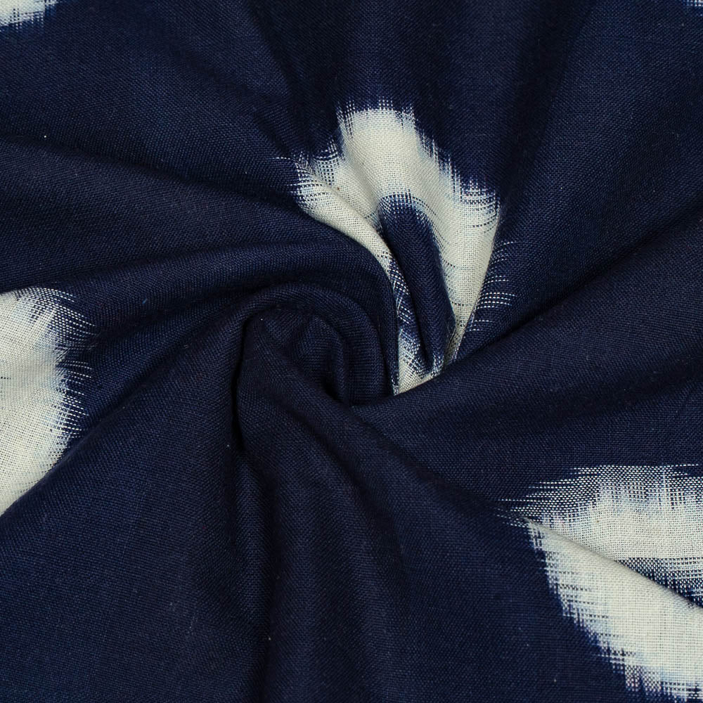 Blue Base White Big Circle Cotton Handloom Double Ikat (SKU: IKK-590)
