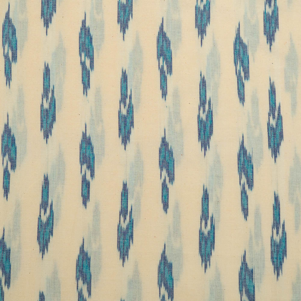 Cream Base color Blue Design Fine Cotton handloom Ikat (SKU: IKK-597)
