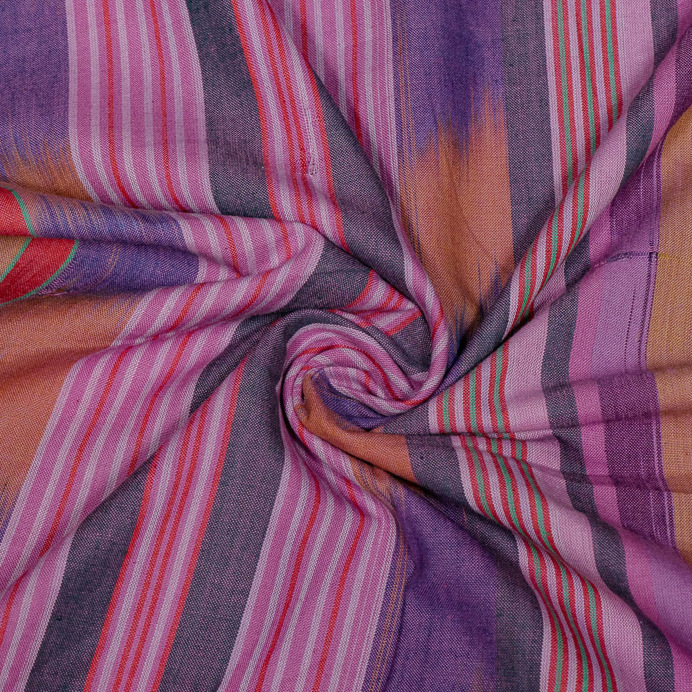 Purple color Stripe Design Fine Cotton Handloom Ikat (SKU: IKK-604)