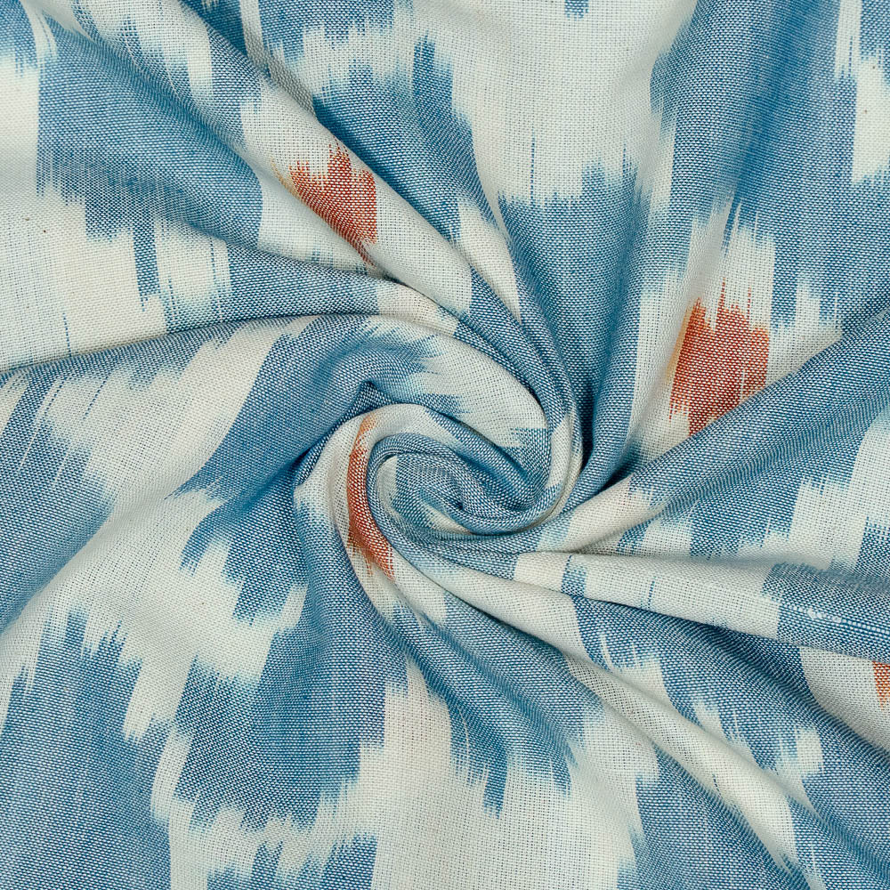 White Base Big Floral Design Cotton Handloom Ikat (SKU: IKK-606)
