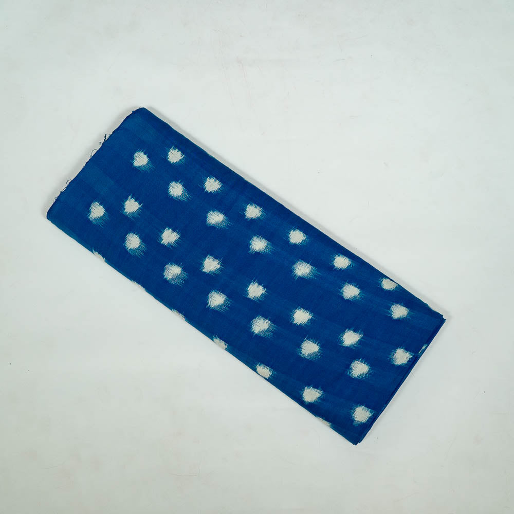 Blue base White Polka Dot Cotton Handloom Double Ikat (SKU: IKK-611)