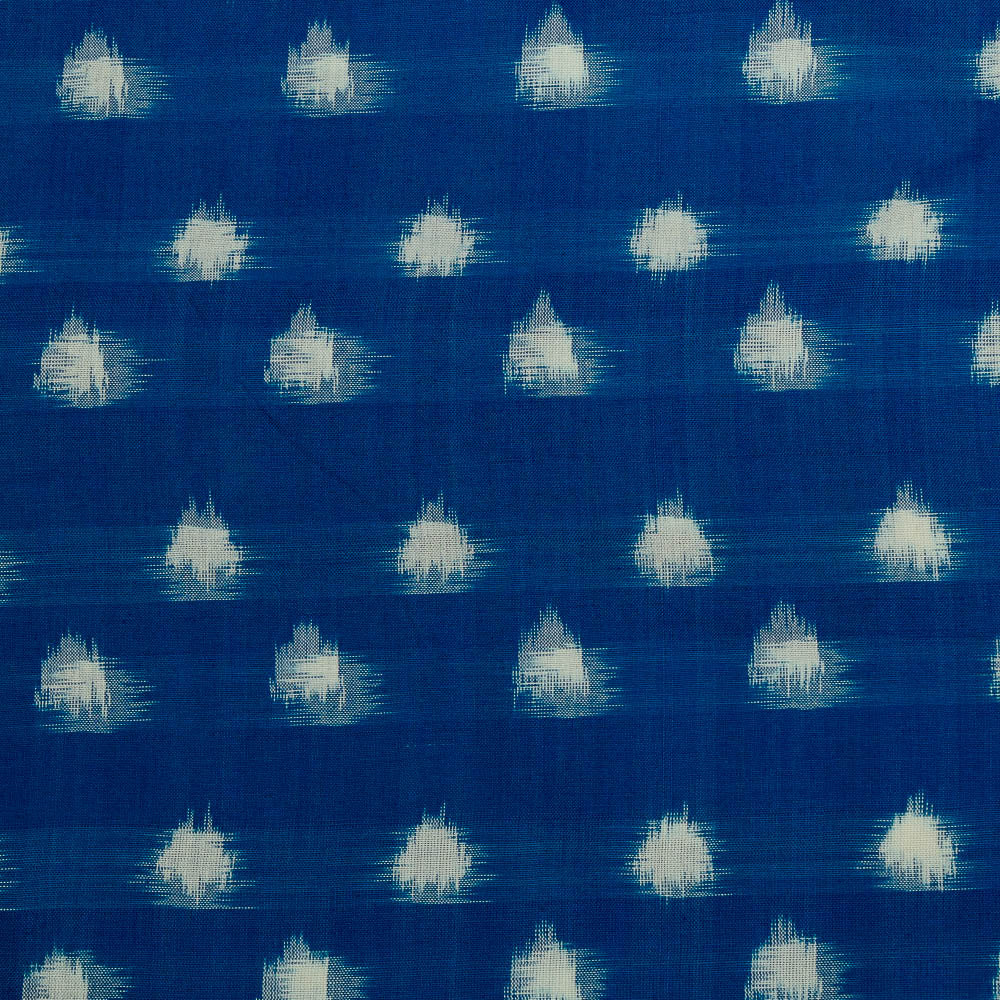 Blue base White Polka Dot Cotton Handloom Double Ikat (SKU: IKK-611)