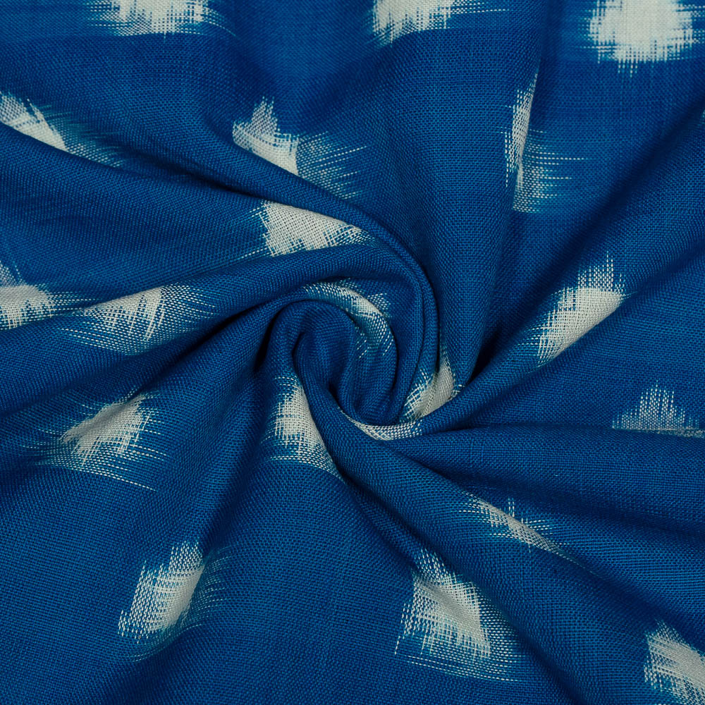 Blue base White Polka Dot Cotton Handloom Double Ikat (SKU: IKK-611)