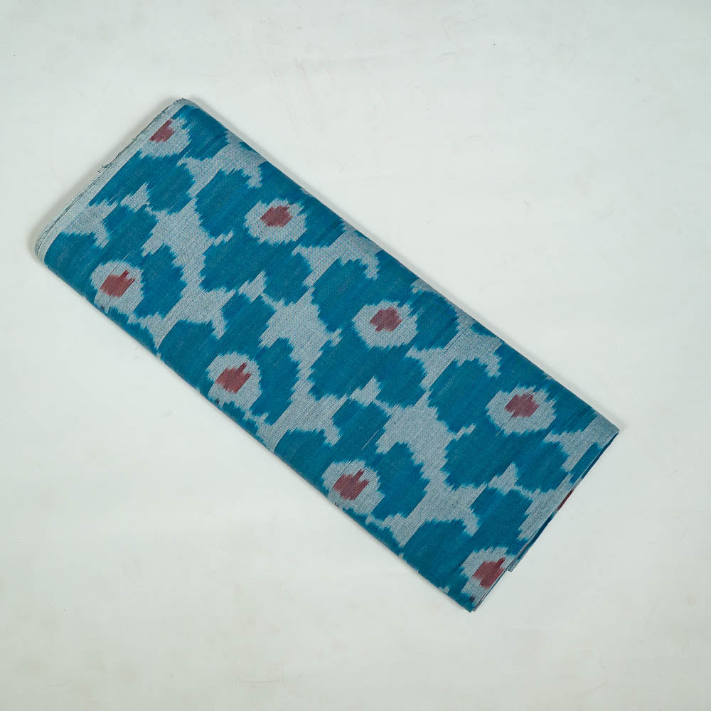 Blue base Big Floral Cotton Handloom Ikat (SKU: IKK-612)