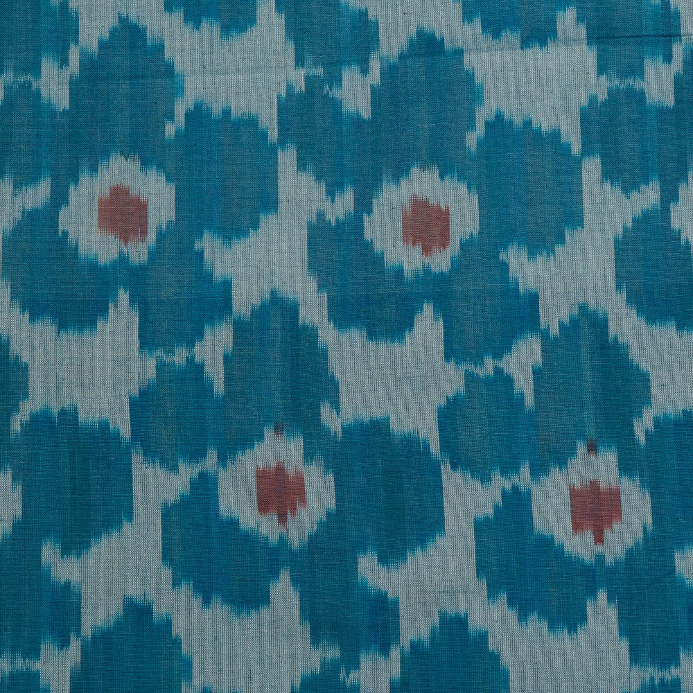 Blue base Big Floral Cotton Handloom Ikat (SKU: IKK-612)