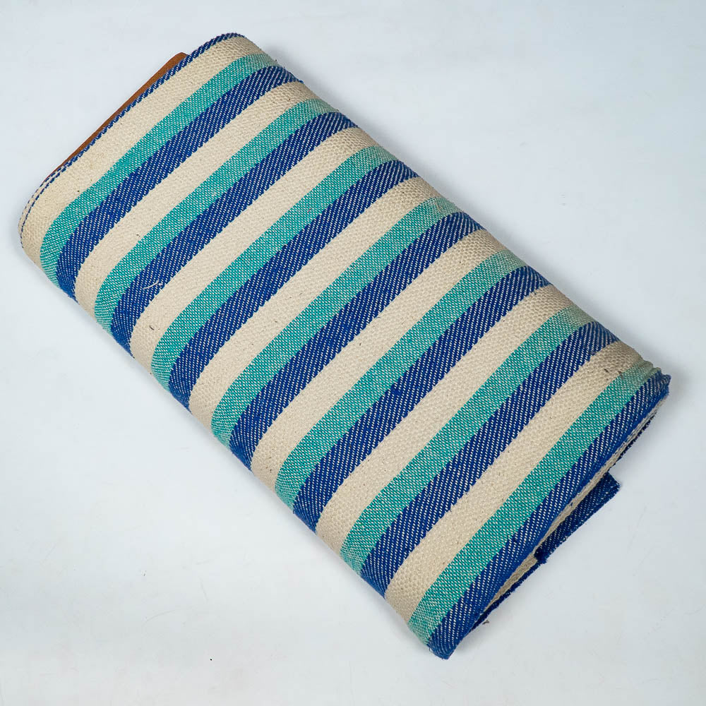 Blue & White Stripe Cotton Blend Jacquard (SKU: J-124)