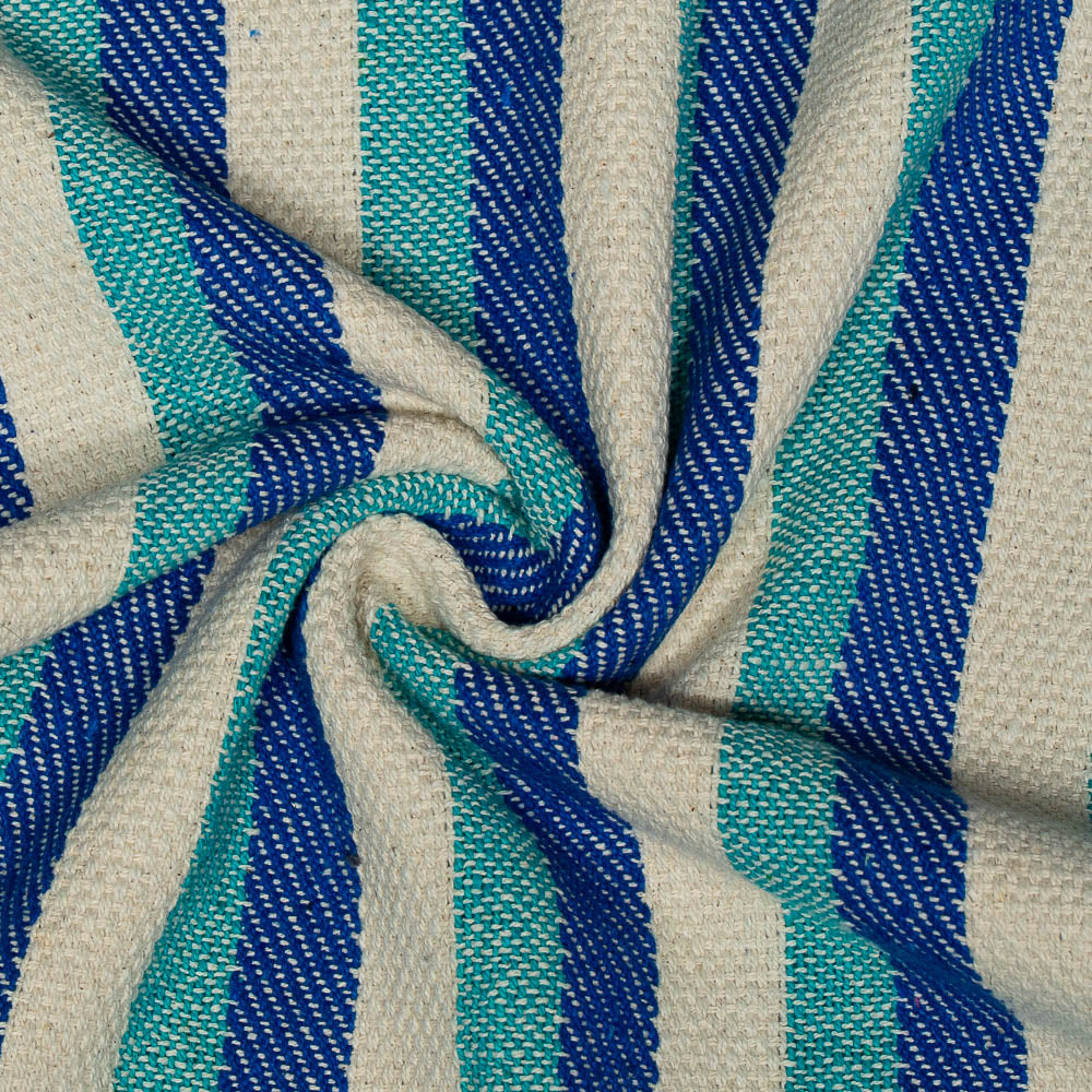 Blue & White Stripe Cotton Blend Jacquard (SKU: J-124)