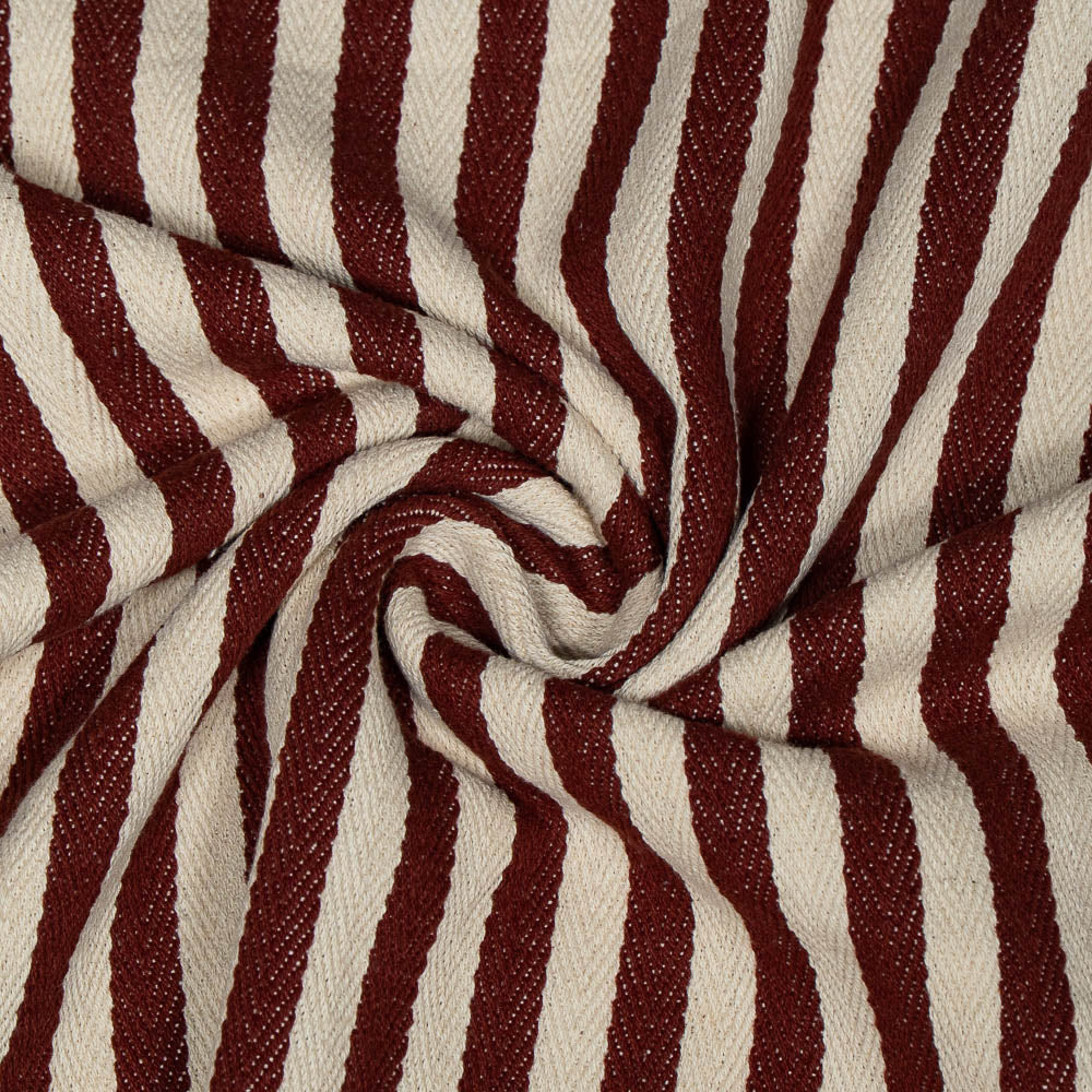 Red & White Stripe Cotton Blend Jacquard (SKU: J-549)