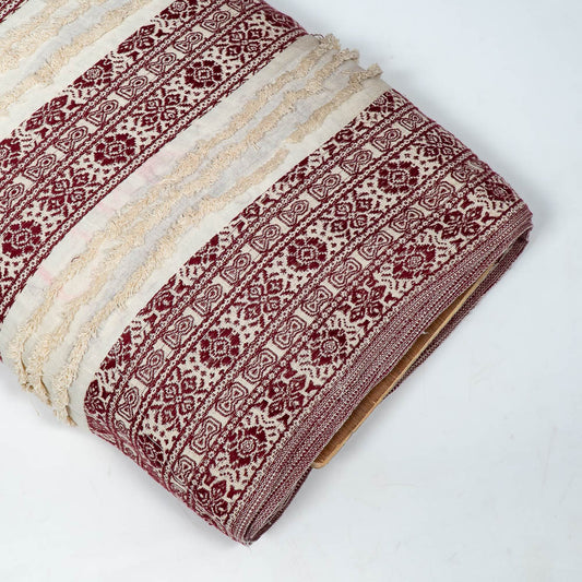 White & Red Tuftting & Patchwork Cotton Jacquard (SKU: J-566)