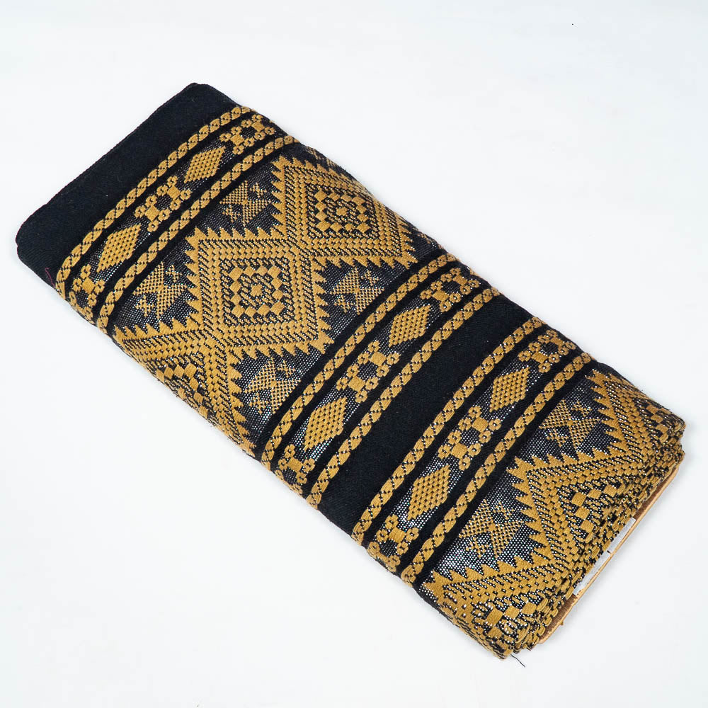 Yellow & Black With Lurex Cotton Jacquard (SKU: J-569)