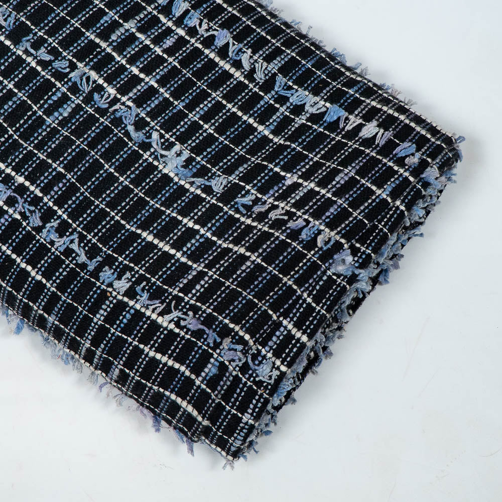 Black & Blue Tuftting Cotton Jacquard (SKU: J-570)