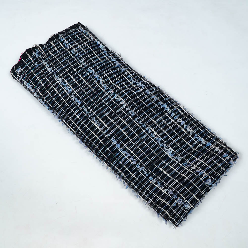 Black & Blue Tuftting Cotton Jacquard (SKU: J-570)