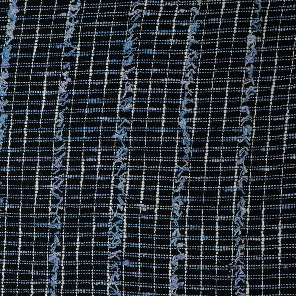 Black & Blue Tuftting Cotton Jacquard (SKU: J-570)