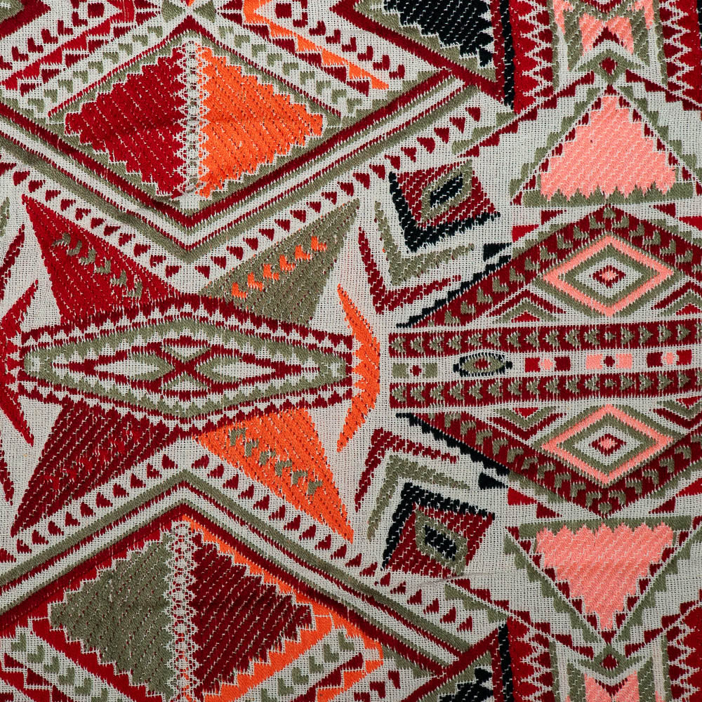 Multicolor Geometric Cotton Acrylic Jacquard (SKU: J-574)