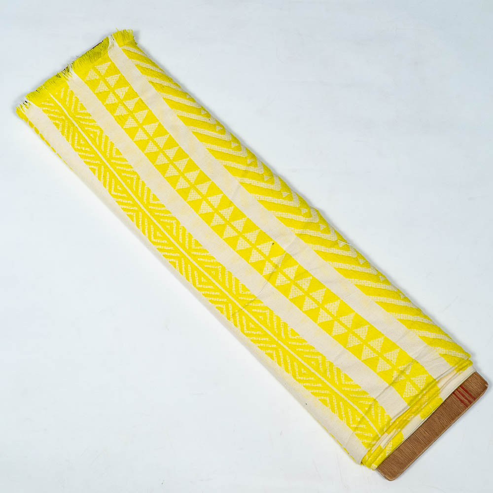 White & Neon Yellow Lightweght Cotton Jacquard (SKU: J-268)