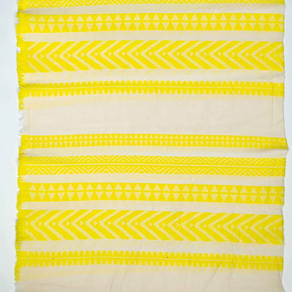White & Neon Yellow Lightweght Cotton Jacquard (SKU: J-268)