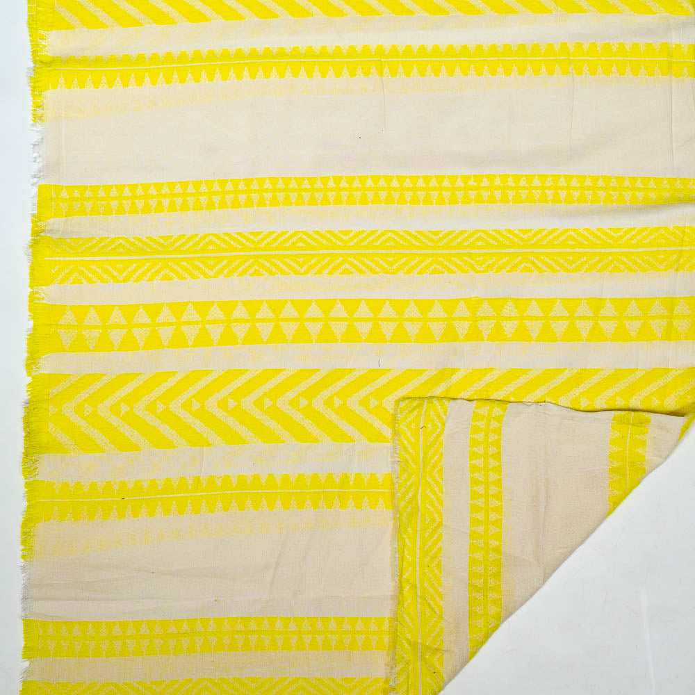 White & Neon Yellow Lightweght Cotton Jacquard (SKU: J-268)