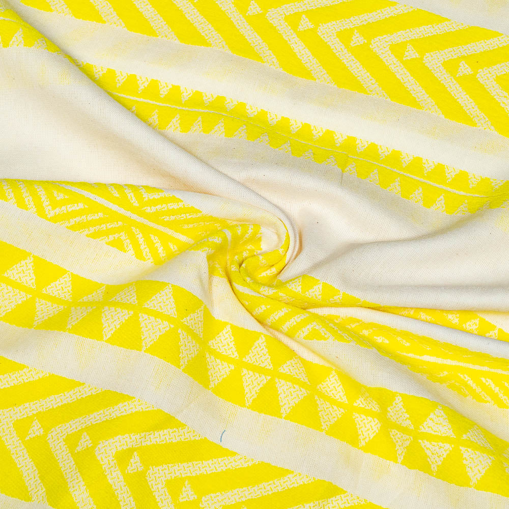 White & Neon Yellow Lightweght Cotton Jacquard (SKU: J-268)