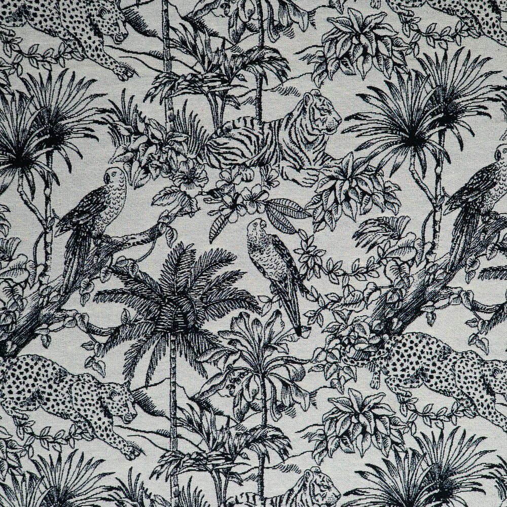 Off White Base Tropical Design Cotton Blend Jacquard