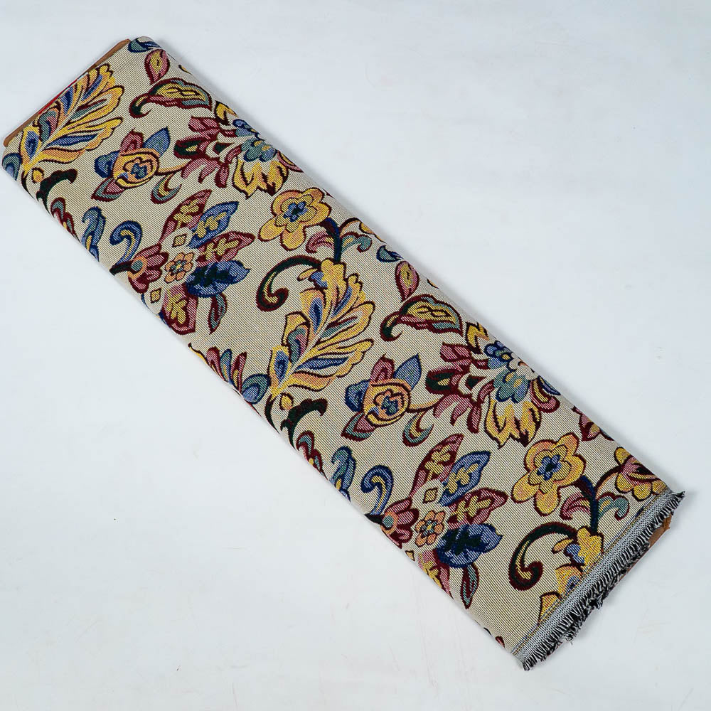 Beige Base color Multicolor Floral Design Cotton Blend Jacquard (SKU: JDD-438)