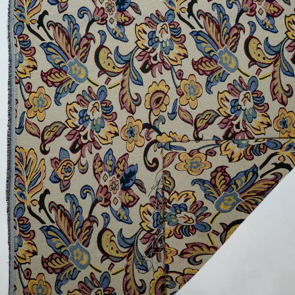 Beige Base color Multicolor Floral Design Cotton Blend Jacquard (SKU: JDD-438)